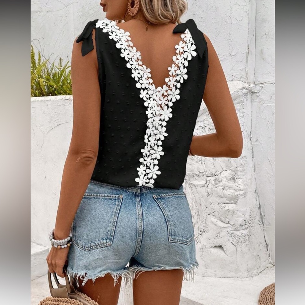 Black Floral Lace Women Top